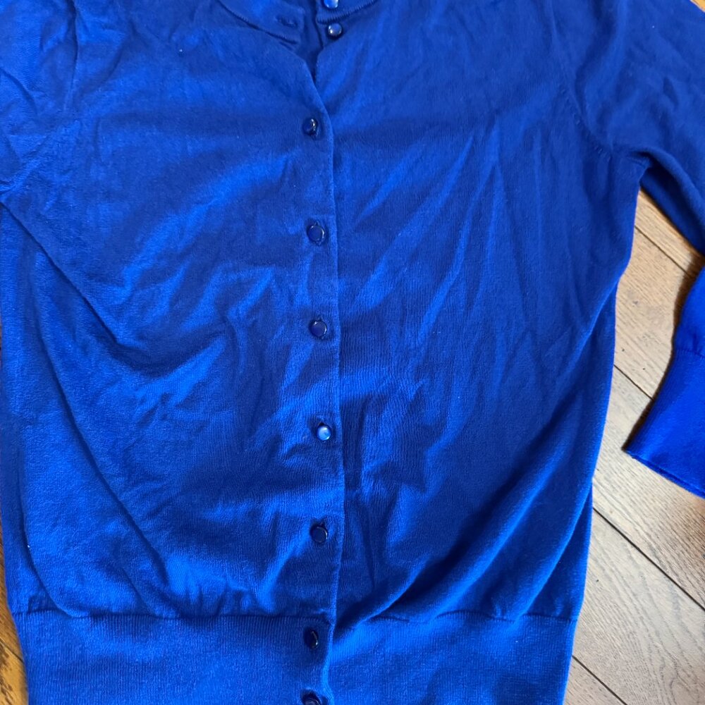 J.Cew Factory The Claire Cardigan Medium 3/4 Sleeve Cardigan Style - 14041 Blue - Picture 7 of 8